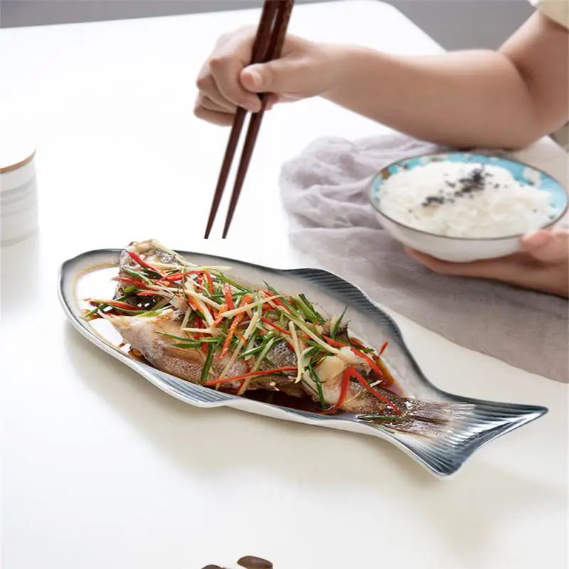 

Hot Sale Ceramic Fish Plate Creative Fish Plate Personalized Commercial Restaurant Net Red Steamed Fish Plate Ceramic Tableware