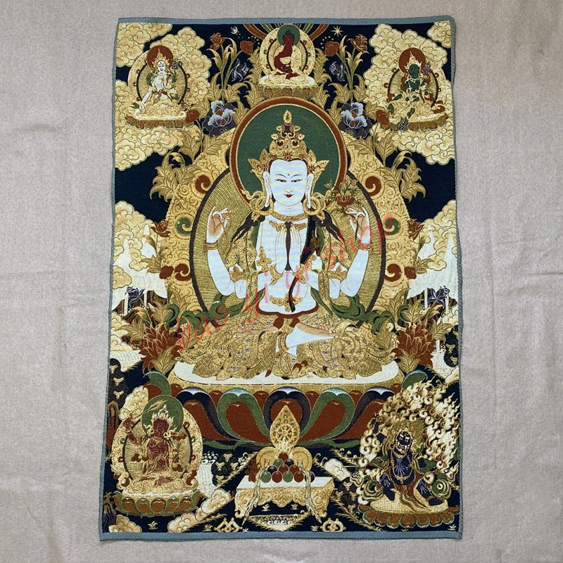 

Religious Thangka decorative portraits,Four arm Guanyin,Town house ward off evil spirits