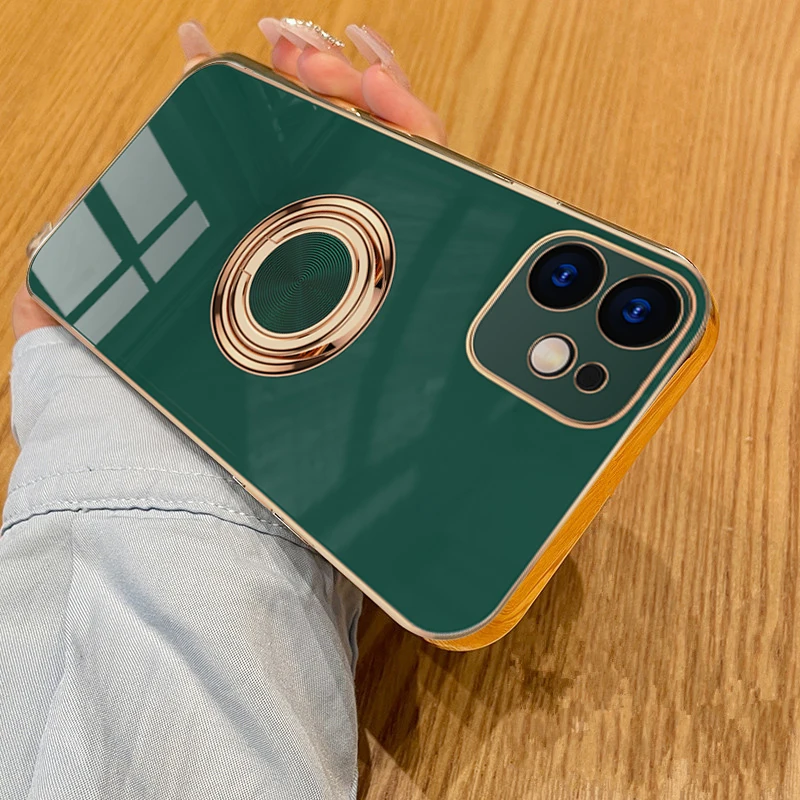 Мягкий силиконовый чехол для iPhone 13 12 Mini 11 Pro XS Max X XR 7 8 Plus SE 2 3 с кольцом-держателем