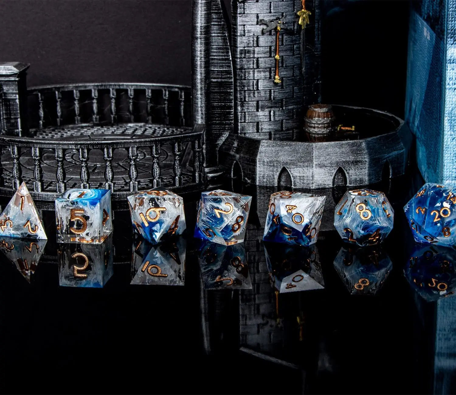 D + D6 синие и белые D20 ролевые полигедральные игральные кости Dnd с острыми краями из