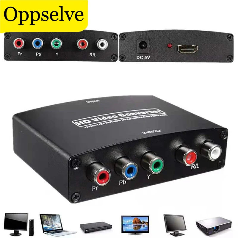 1080P HDMI-совместимый компонент RGB 5 RCA YPbPr Видео R/L аудио конвертер адаптер для ПК DVD HDTV