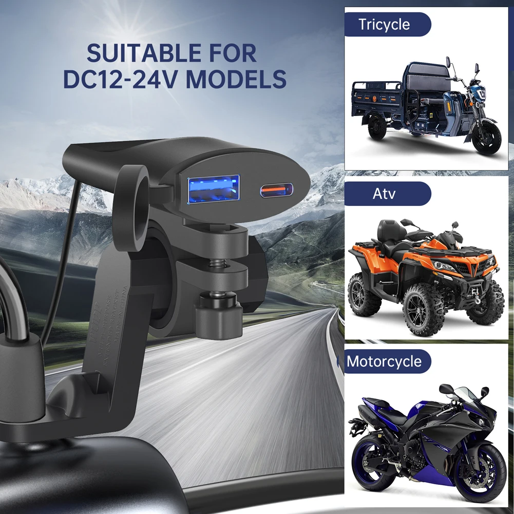 

DC 12V-24V Motorcycle USB Charger QC3.0 Motorbike USB Outlet Automatic Switch Charger Adapter for Digital Camera Phone