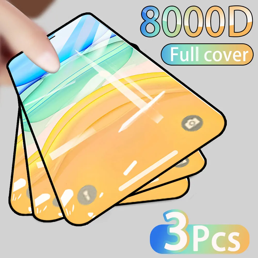 

3PCS Full Cover Protective glass on For iPhone 11 12 13 Pro Max tempered Glass Film iPhone X XR XS Screen Protector Curved Edge