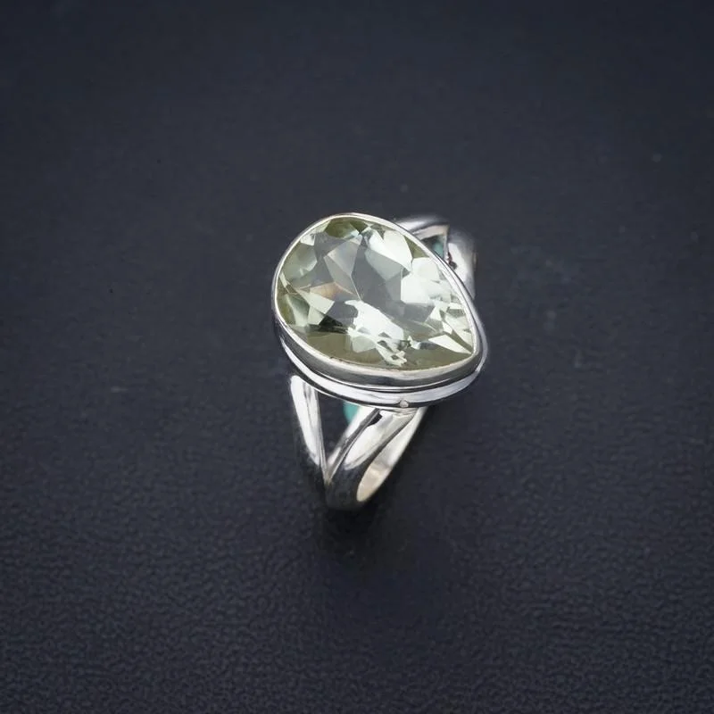 

StarGems Зеленый Аметист ручной работы 925 пробы Серебряное кольцо 8 F1079