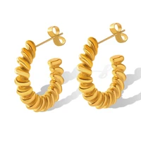 vnox stylish hoop earrings for women girls gold color twisted rope stainless steel huggie cool dainty c shaped earrings