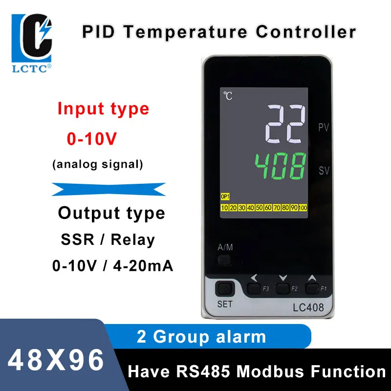 

0-10V input 48x96mm LCD digital intelligent pid temperature controller SSR/Relay/4-20mA/0-10V output