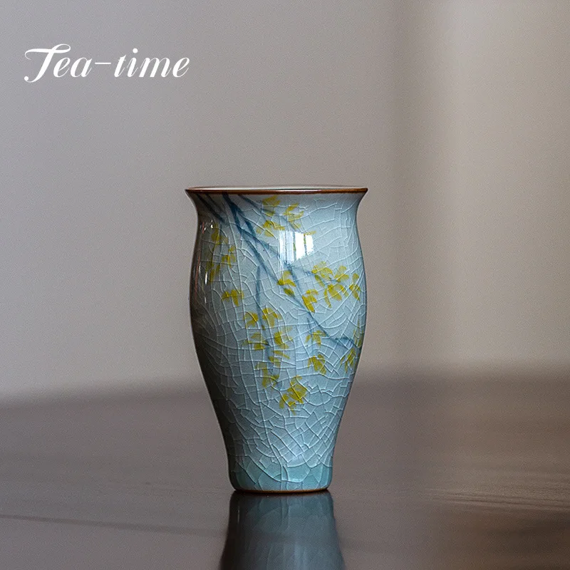 

2pc Ice Crack Underglaze Hand-painted Maple Leaf Fragrant Cup Ceramic Tea Cup Tea Cup Tea Set Tea Cup Borneol Glaze Master Cup