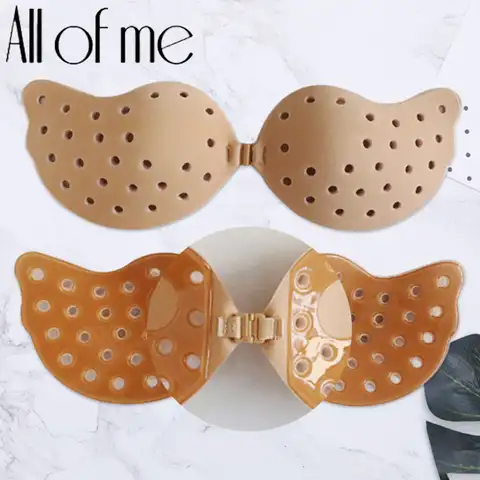 Front Buckle Women Bra Silicone Breast Petals Sticky Bras Stickers Reusable Lift Nipple Cover Invisible Adhesive Strapless Bras