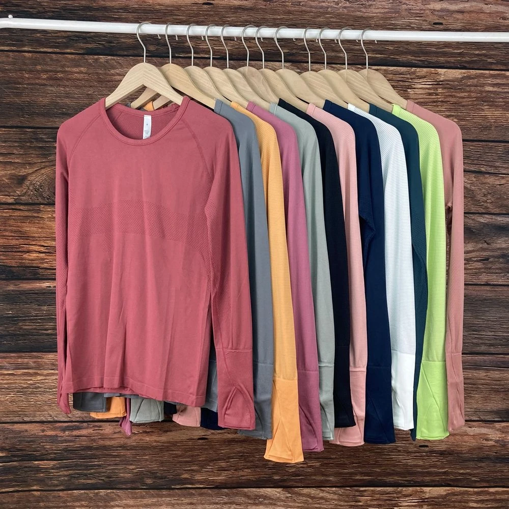 Swiftly Tech Sport Long Sleeve T-shirt With Logo Women's Lulu2.0  Seamless Yoga Shirts Fitness Workout Sport Female Gym Clothing