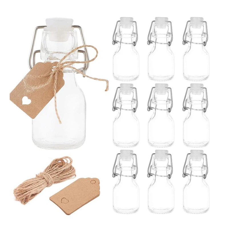 12/16 упаковок 2 унции (60 мл) стеклянные мини-бутылки с подвесками и 1 пучок