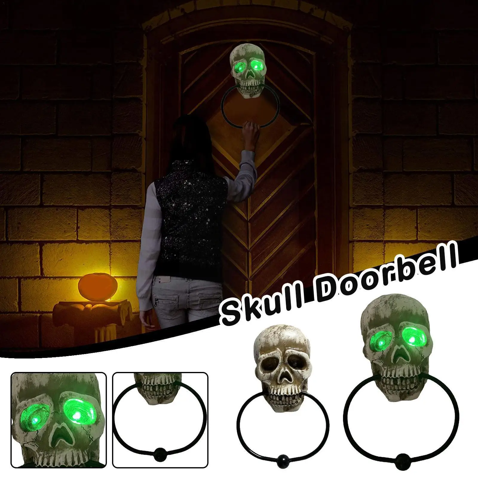 

Дверной звонок на Хэллоуин, дверной звонок, звонок, Череп, ужас, анимация, мигающие огни с привидениями, реквизит для украшения дома, звуки K3W2