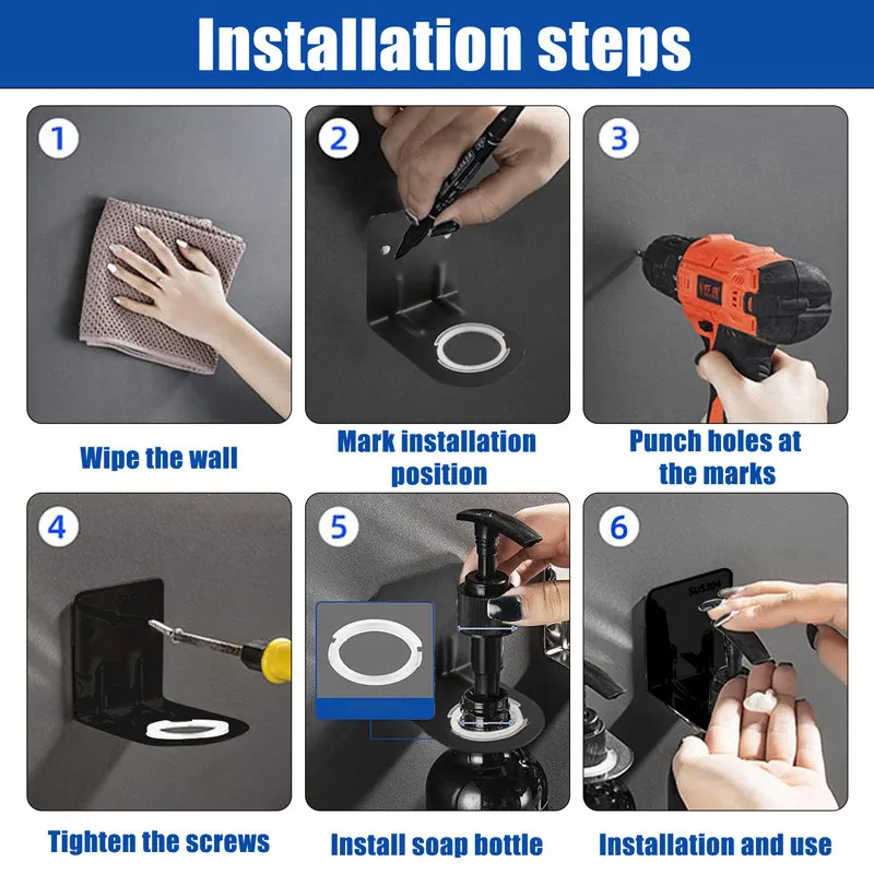 Многоразовый дозатор мыла 500 мл черные бутылки для шампуня и кондиционера с 3