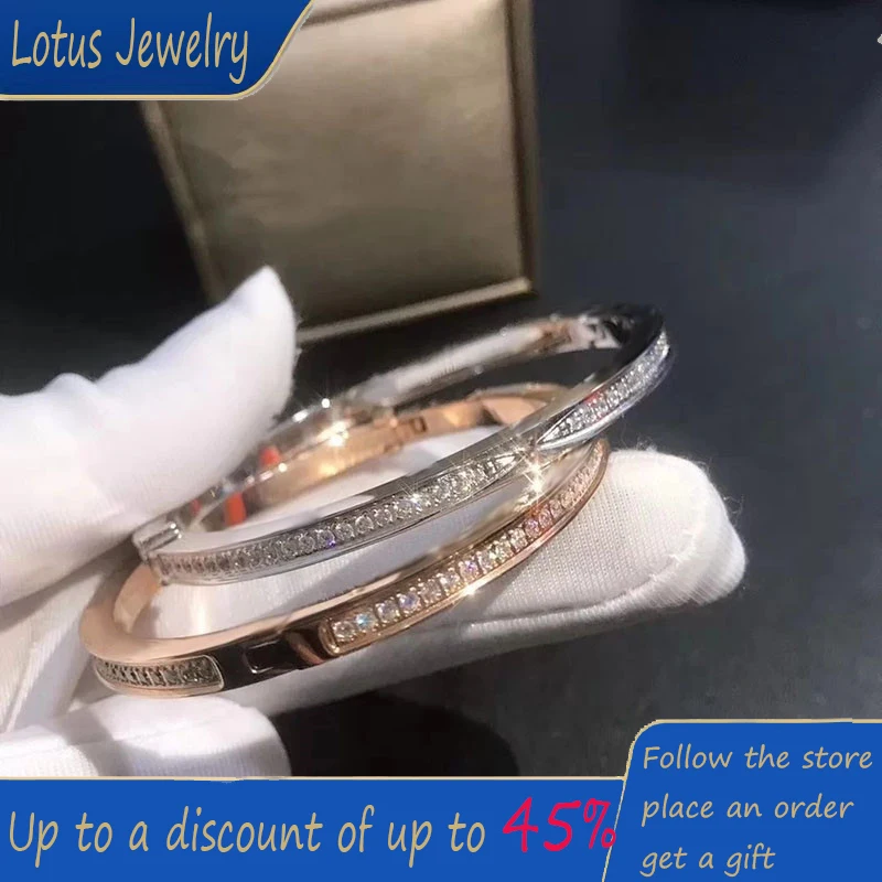 

Original 1:1 Brand Sterling Silver Color Bracelet Fashion Full Diamond Zero Bracelet For Women Classic Party Luxury Jewelry Gift