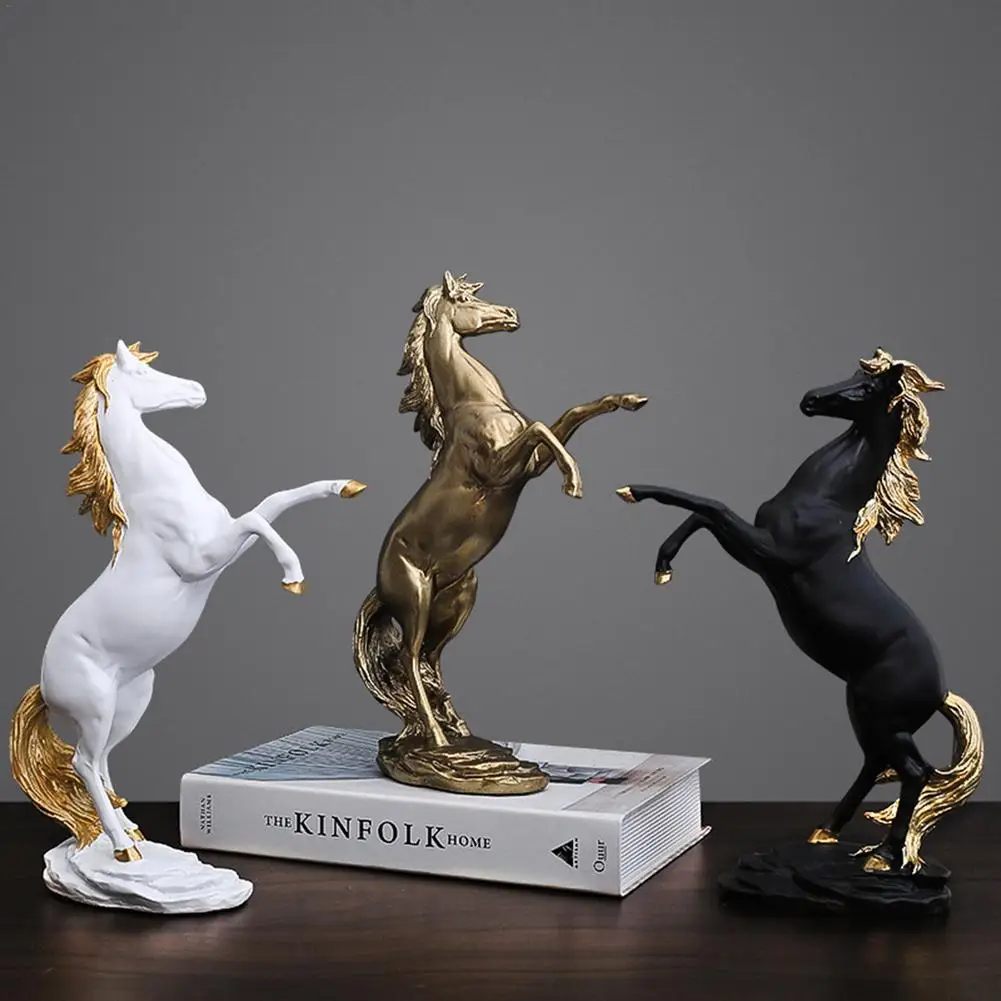 

Standing Horse Resin Statue for Home Decor Animal Ornament Sculpture Rearing Horse Art Figurine Decorative Sculpture