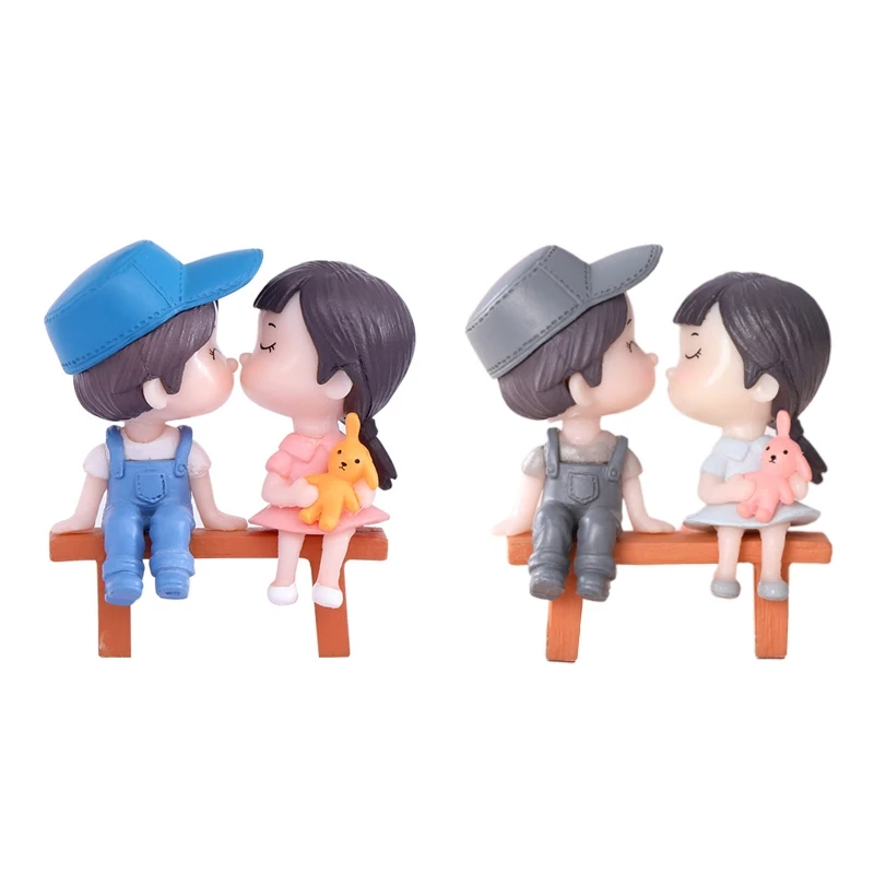 

L21F Kissing Couple Figurine Mini Statue for Fish Tank Fairy Garden Kits Potted Accs
