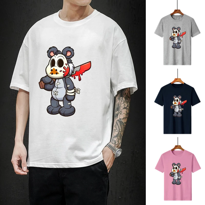 

Chainsaw Bear Print Cotton T Shirt Men Casual Basic O-Neck T-Shirts High Quality Classic Tops Summer Clothes
