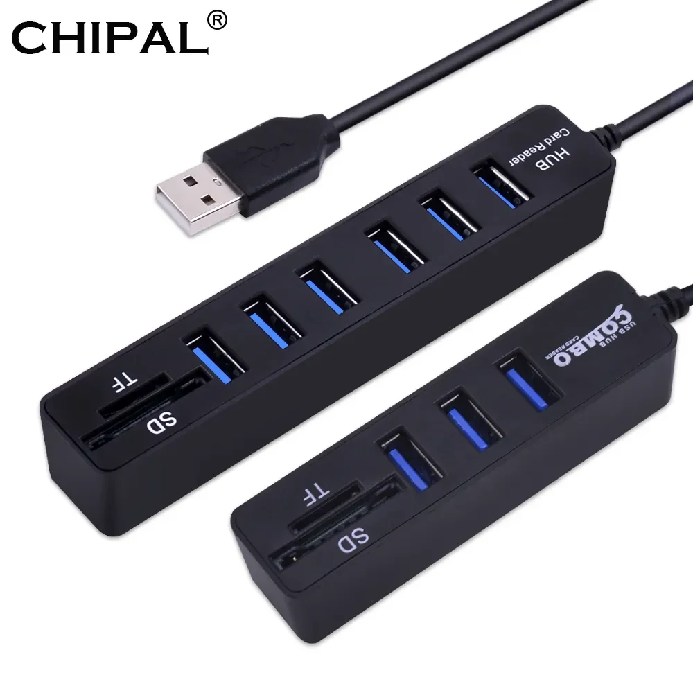 

NEW Mini 2 in 1 Combo 3 Port USB 2.0 HUB 6 Port USB2.0 Splitter + Card Reader Cardreader for SD TF Micro SD for PC Computer