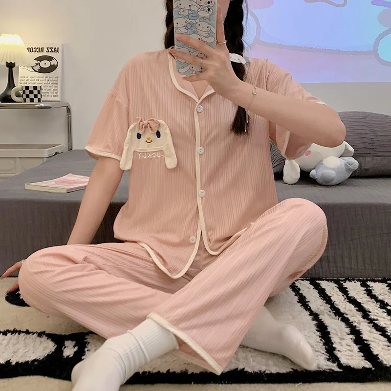 Women's Cotton Pajamas Ladies Thin Style Summer Sweet Korean 3 Piece Set for Women Advanced Sense Cartoon 2023 Spring Nightie
