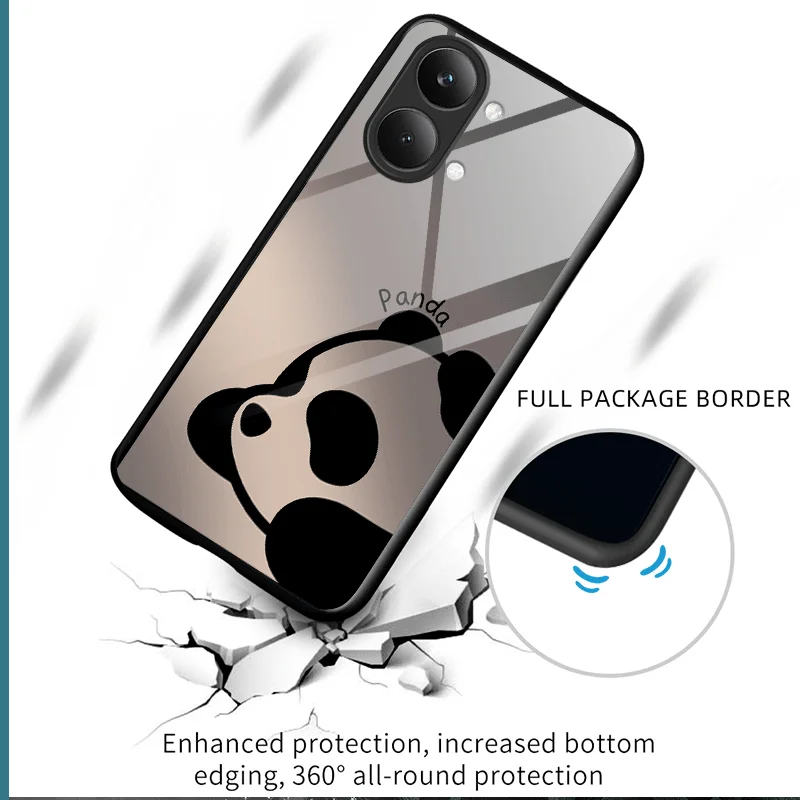 Фото Чехол из закаленного стекла для Xiaomi Poco X8 Max, защитный чехол с рисунком панды, задняя крышка, чехол-футляр №3
