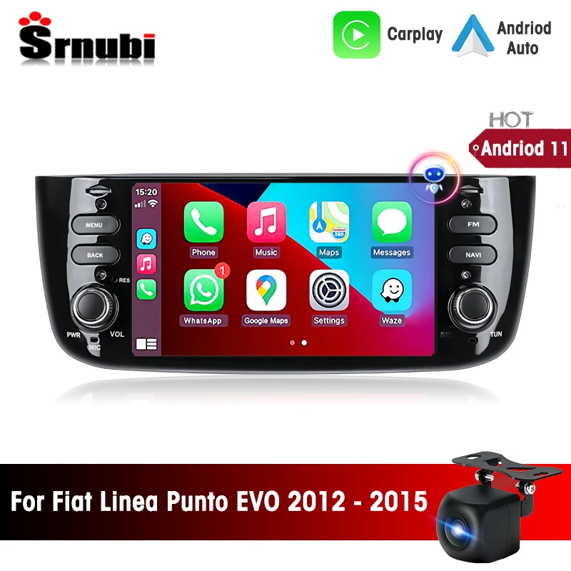 

Srnubi 2Din Android 11.0 Car Radio for Fiat Linea Punto EVO 2012 - 2015 Multimedia Player GPS Navigation Carplay 6.2‘’ Head Unit
