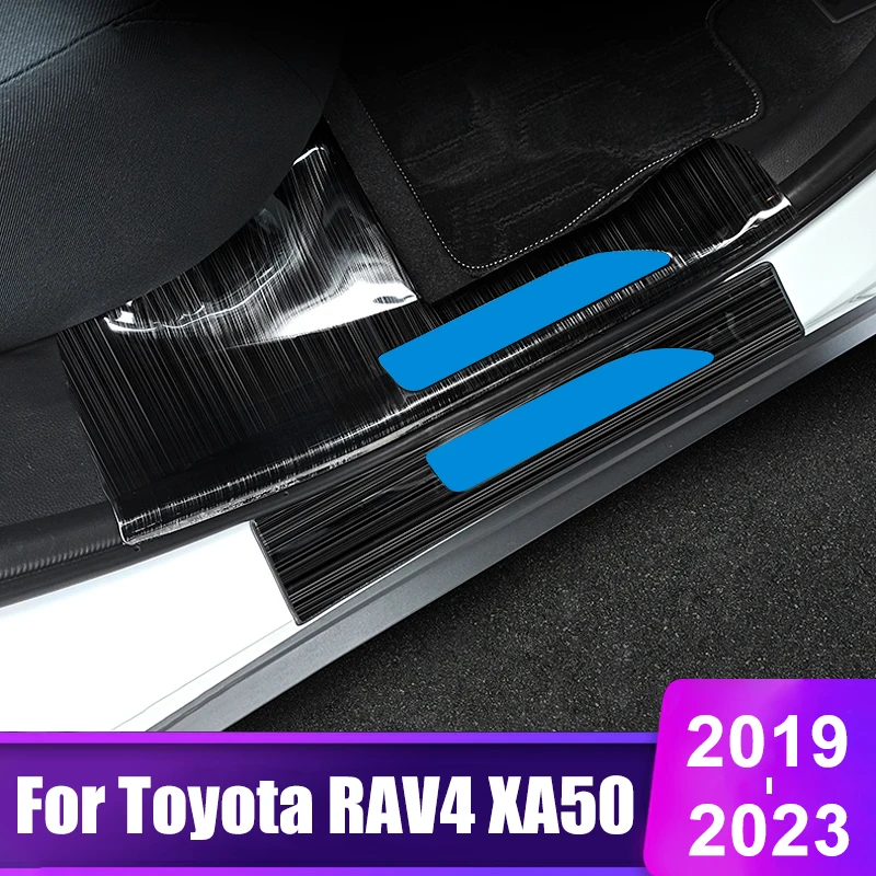 

For Toyota RAV4 2019 2020 2021 2022 2023 RAV 4 XA50 Car Door Sill Scuff Plate Cover Welcome Pedal Trim Pad Accessories