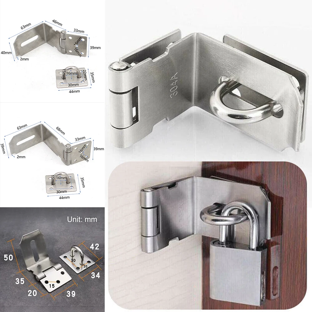 

Anti Theft Hasp Staple Shed Latch Stainless Steel Door Lock Padlock Clasp Household Burglar-proof Hardware For Wood Door Cabinet