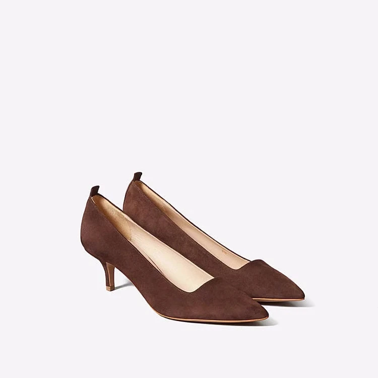 Spring everlane pointed women's shoes Low heeled genuine leather versatile cat heel shoes Simple single shoe women's shoes