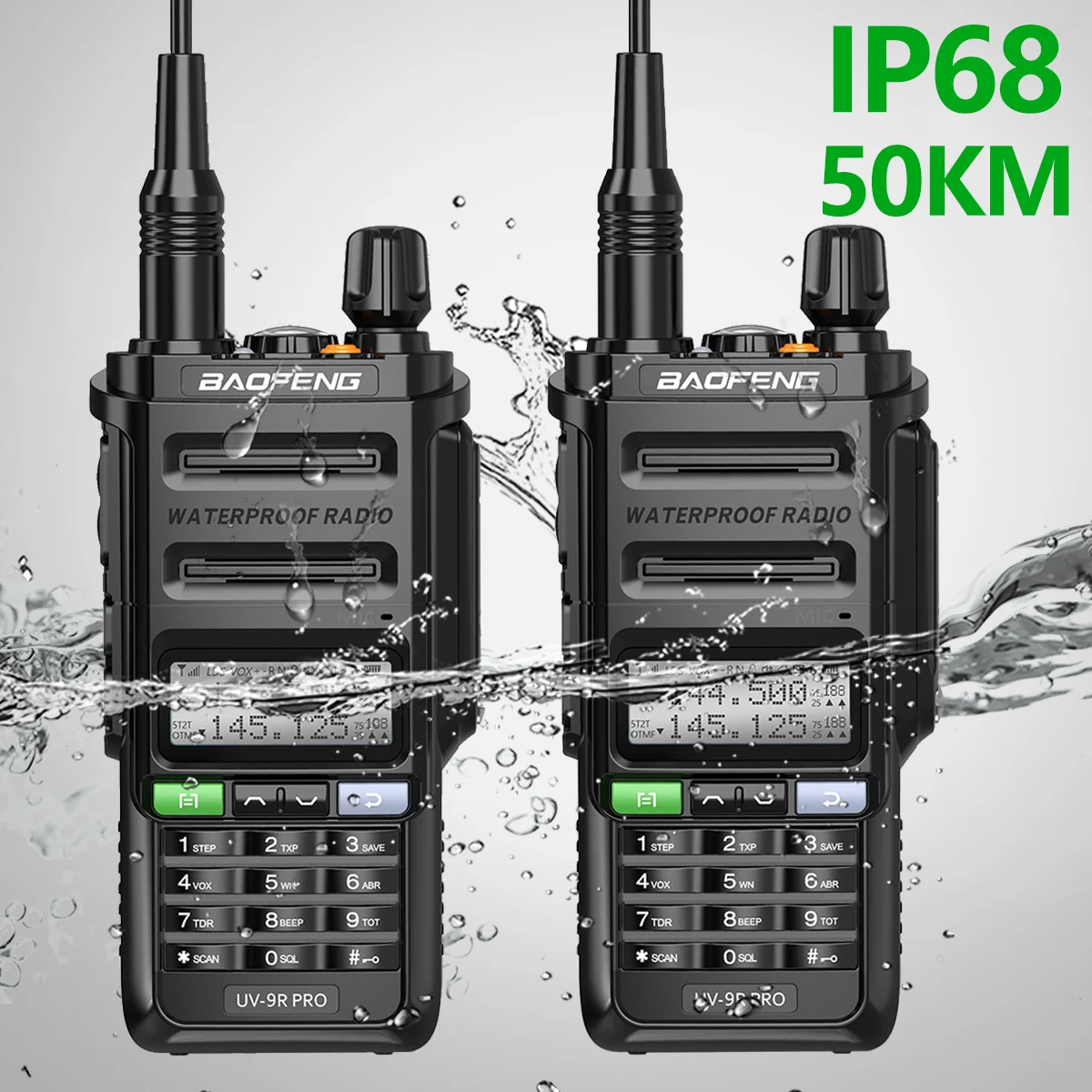 

2PCS NEW UV-9R PRO High Power Upgraded Of UV-9R PLUS Walkie Talkie IP68 Waterproof 50KM Long Range Dual Band Ham Radio
