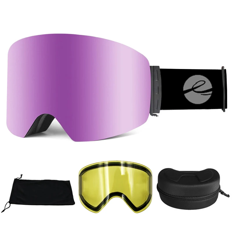 LOCLE Men Women Ski Goggles Double Layers Snowboard Mask Ski Eyewear Anti-fog OTG UV400 Motorcycle Snowmobile Glasses