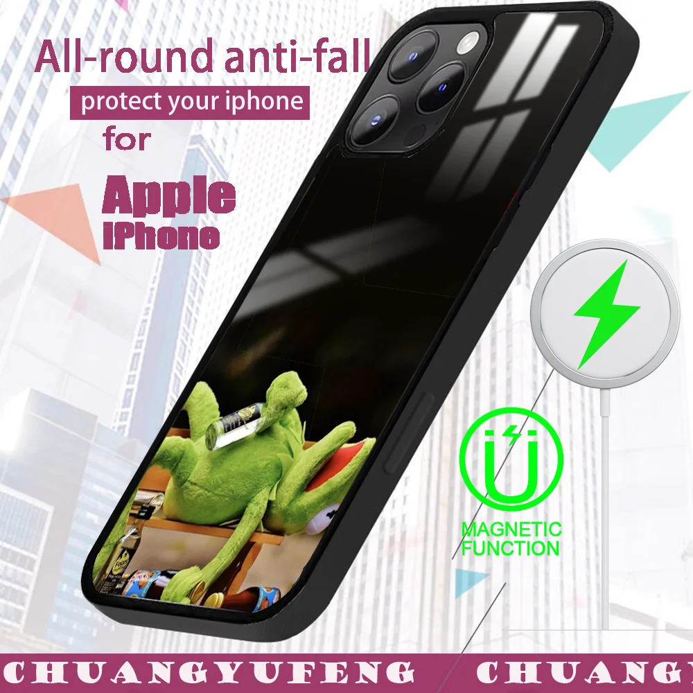 Чехол для телефона k-kermit-t iPhone 16 15 14 13 12 11 PRO MAX PLUS мини-магнитный беспроводной