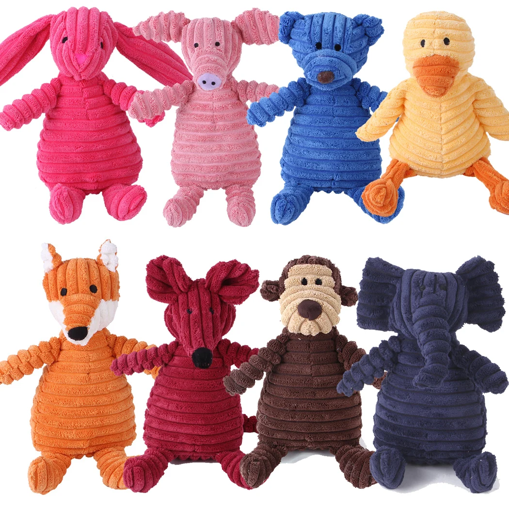 

Plush Dog Toy Animals Shape Bite Resistant Squeaky Toys Corduroy Dog Toys for Small Large Dogs Puppy Pets Training Accessories