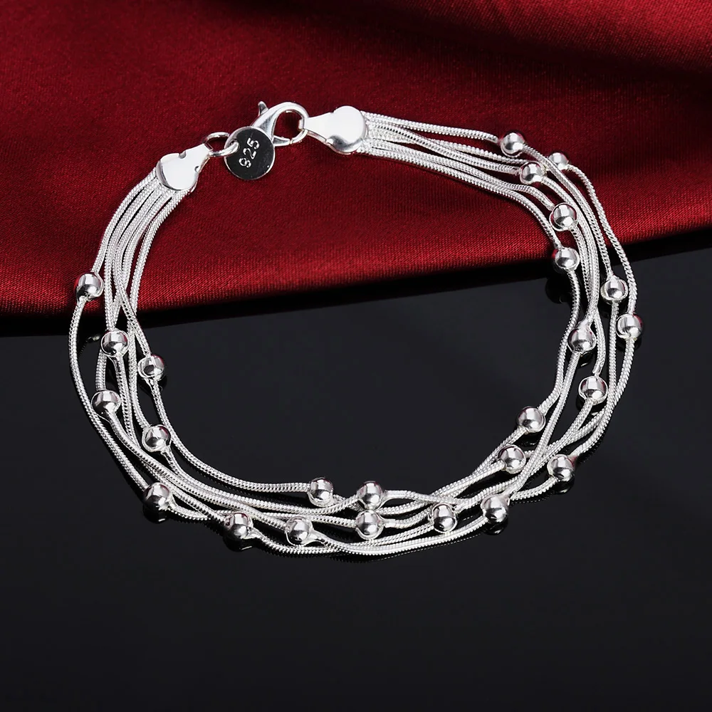 

Hot 925 sterling silver Bracelets Snake chain round beads for women Retro Wedding party Wild Christmas Gifts fashion Jewelry