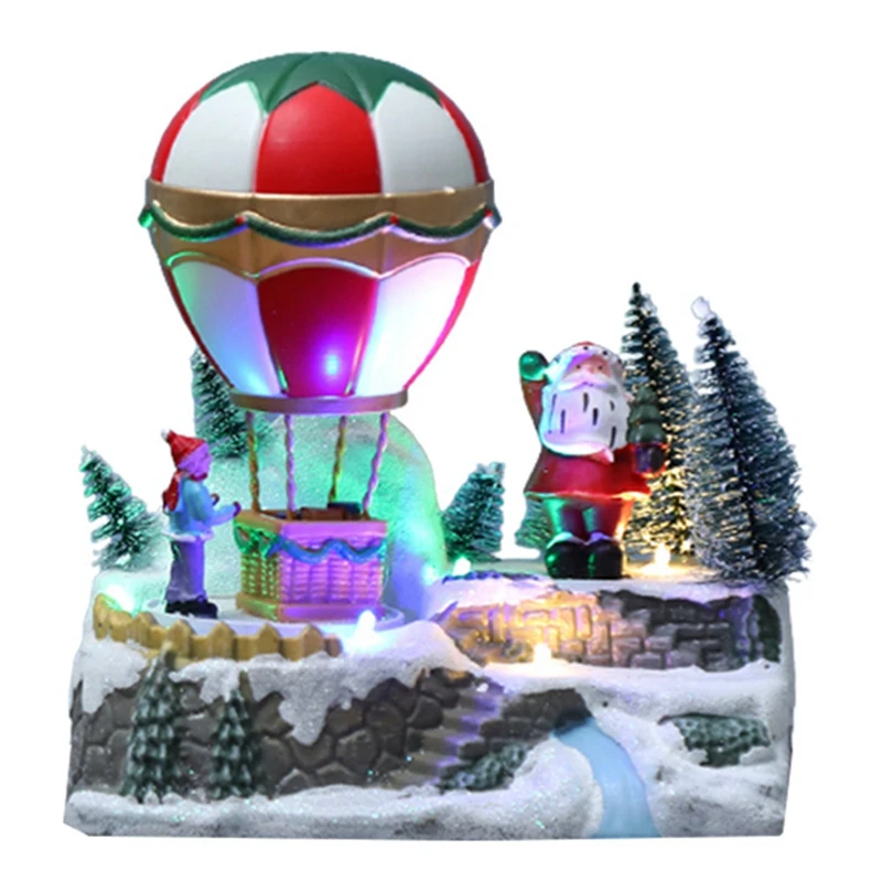 

Рождественский светящийся музыкальный маленький дом, вращающийся воздушный шар, украшение для дома, Санта-Клаус