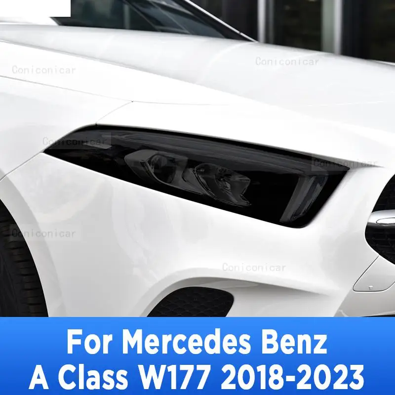 

Car Headlight Tint Anti-Scratch Black Protective Cover Film TPU Stickers For Mercedes Benz A Class W177 2018-2023 Accessories