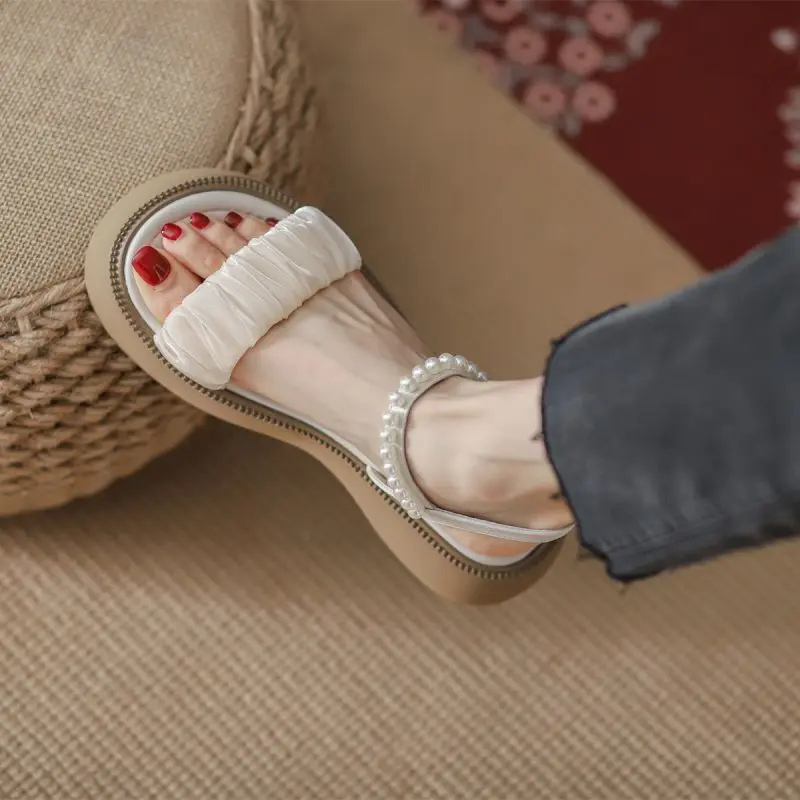 

Сандалии женские кожаные на низком каблуке, эспадрильи, платформа, обувь для увеличения роста, лето 2023