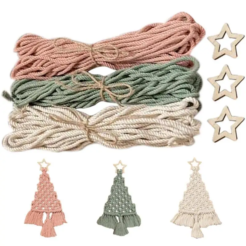 

DIY Christmas Macrame Kit Woven Christmas Tree DIY Hanging Ornaments Small Wall Hanging Tapestry Boho Christmas Decorations Gift