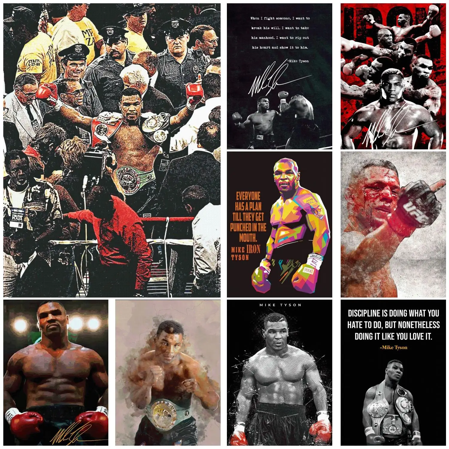 Майк Т-Тайсон мастер бокса холст плакат домашний офис стена спальня гостиная