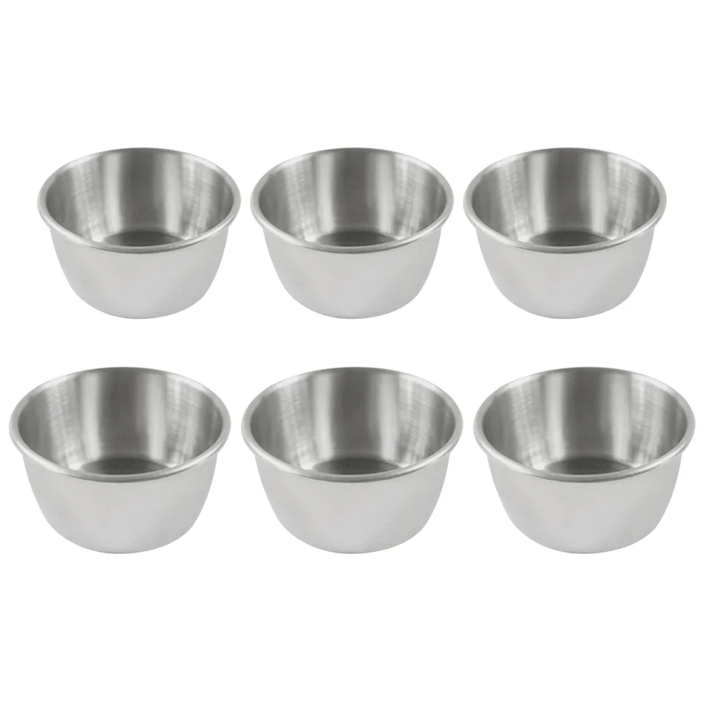 

6 Pcs Sauce Cup Measuring Cups Metal Dessert Cups Yogurt Cups Appetizer Round Dip Cups Stainless Steel Portion Cups