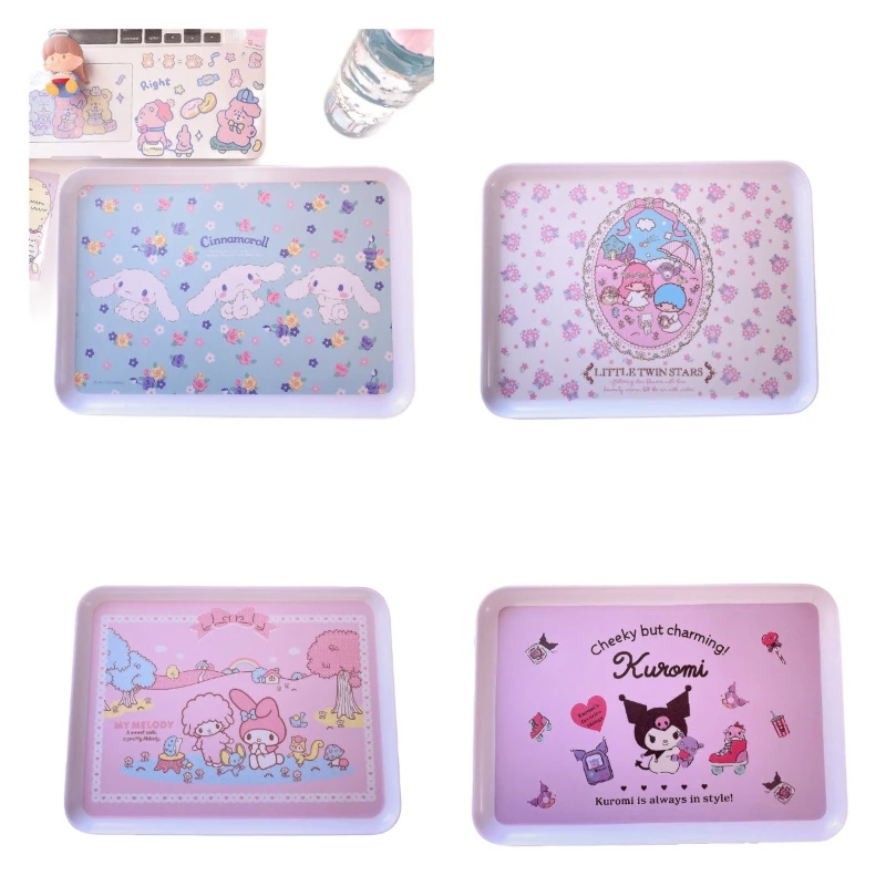 

Sanrio Anime Toy Goods Cinnamoroll Mymelody Kawaii Sweet Girl Stationery Storage Pose Arrange Fruit Plate Large Tray Gift