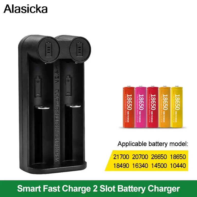 

2 Slot 3.7V Smart Charging 18650 Battery Charger 26650 18350 32650 21700 26500 Ni-MH/Ni-Cd Rechargeable