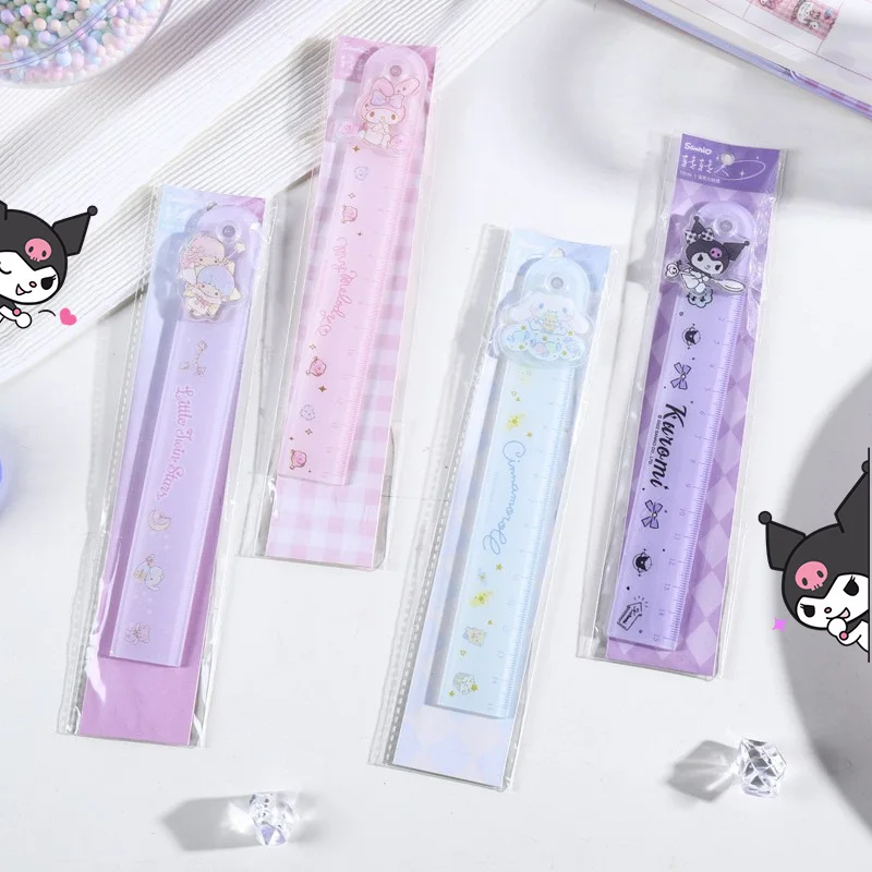 

15cm Kawaii Sanrio Kuromi Student Stationery Anime Cinnamoroll My Melody Cute Cartoon Girly Heart Ruler Toy for Girls