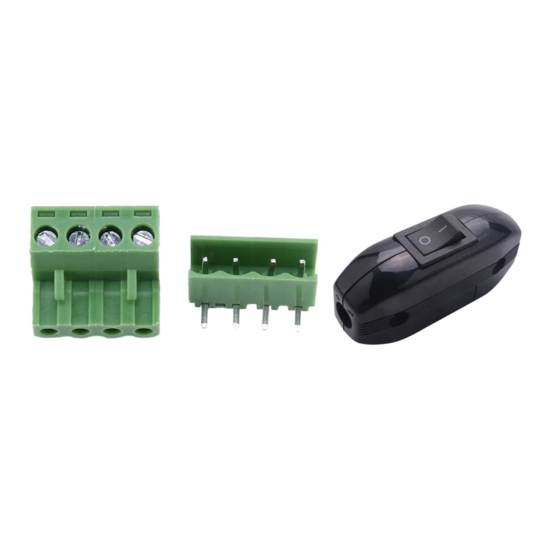 

5X 250V AC/6A In-Line ON/OFF Table Lamp Controll Switch With 10X 2EDG 4Pin 5.08Mm Pitch Plug-In Screw Terminal Block