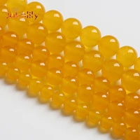 natural golden yellow jades chalcedony beads round stone loose beads for jewelry making diy bracelets 4 6 8 10 12 14mm 15 inch