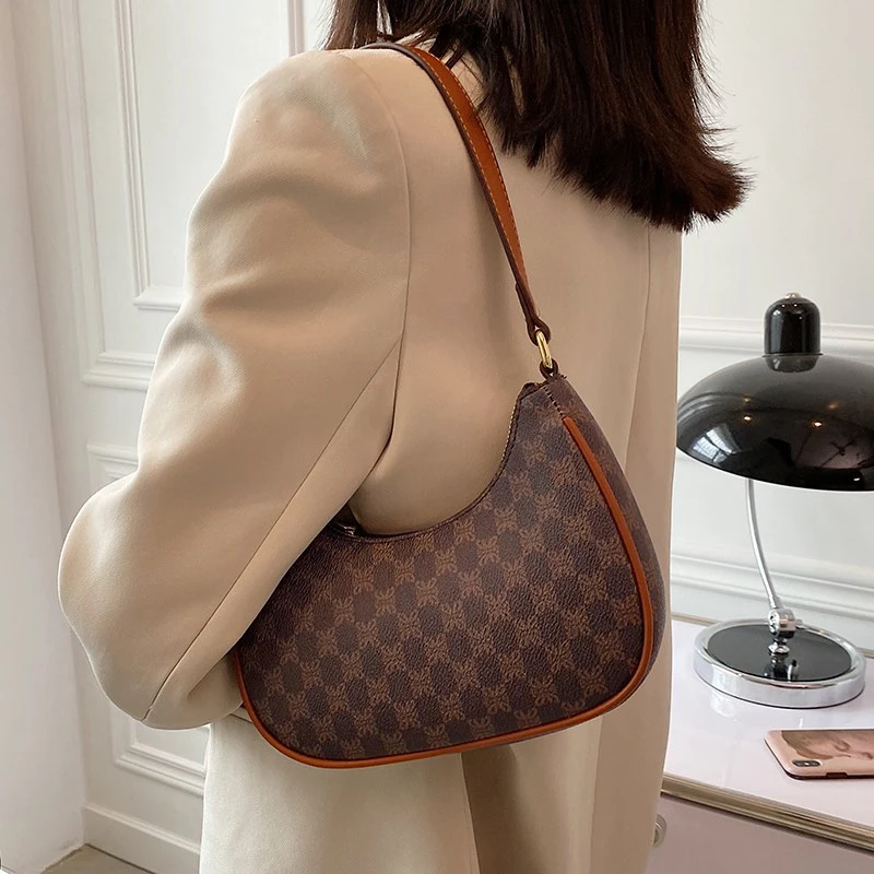 

Small Underarm Handbag and Purses Half-Moon Retro PU Leather for Women 2022 Winter Fashion Trends Brand Shoulder Bag