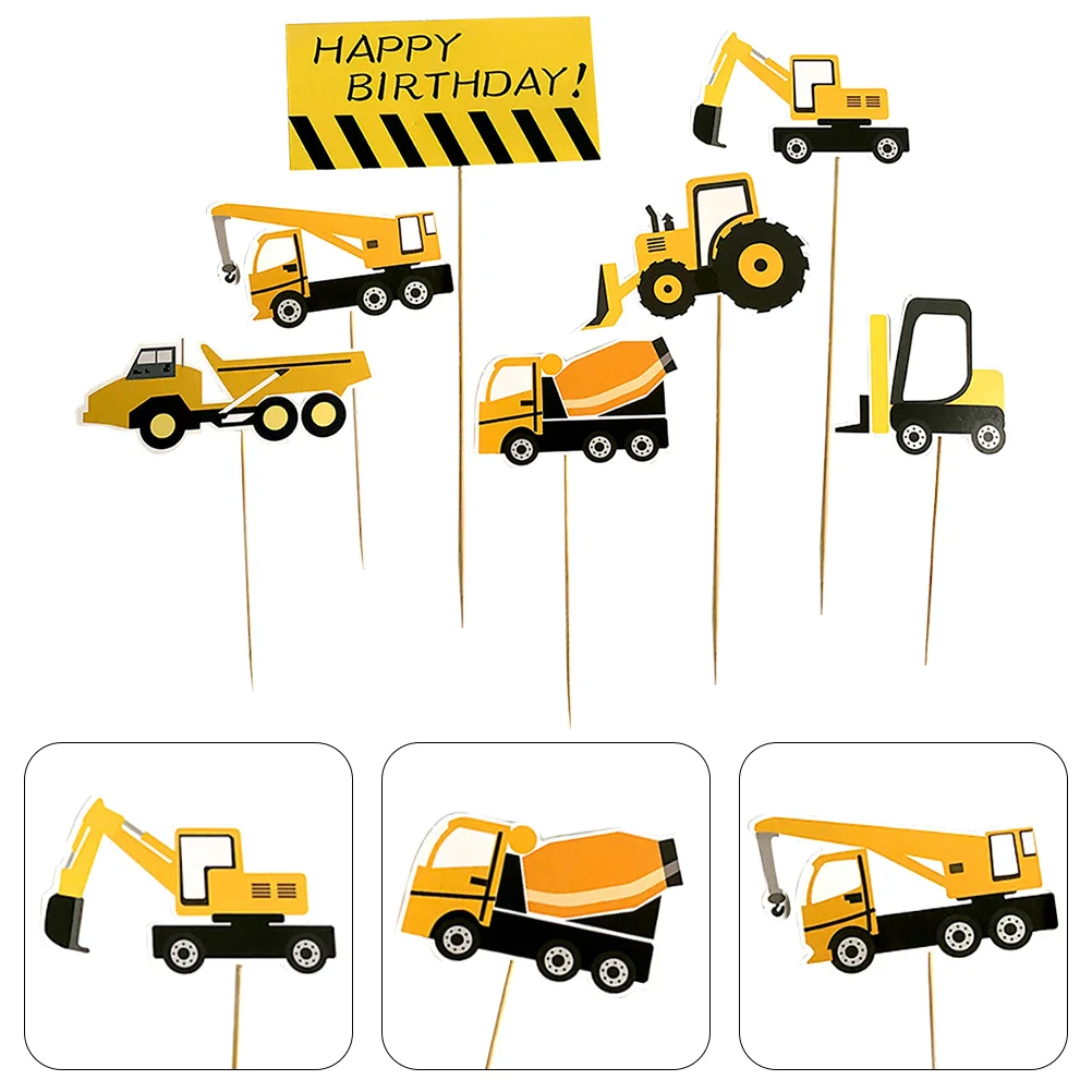 

7 шт. инженерные транспортные средства, автомобили для выпекания тортов, грузовик, Топпер для капкейков, товары Вечерние