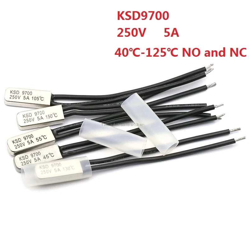 

2PCS KSD9700 250V 5A Bimetal Disc Temperature Switch N/O N/C Thermostat Thermal Protector 40~135 degree centigrade