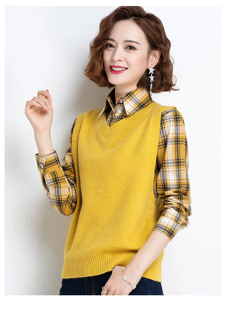 

women collar sweater all-match long sleeved shirt slim female one