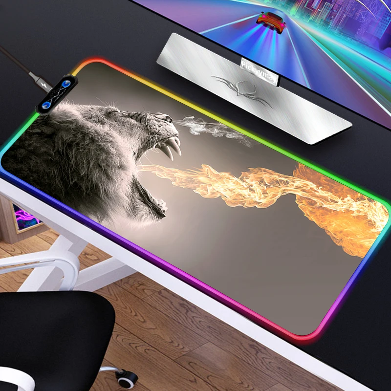 

RGB коврик для мыши с изображением Льва, природы, животных, дикой природы, клавиатуры, USB Коврик для мыши, большой коврик для ноутбука из ткани ...