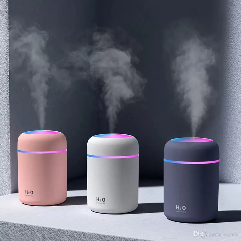 

Portable 300ml Air Humidifier USB Fogger Mist Maker Electric Aroma Oil Diffuser Sprayer with Colorful Night Light for Home Car