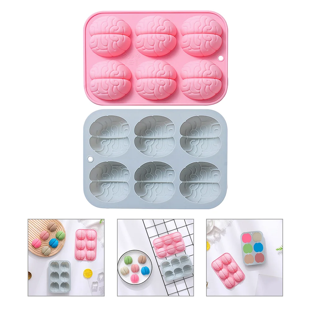

2 Pcs Chocolate Mold Easy Clean Brain Shape Crafts Dessert Kitchen Tools DIY Silicone Cooking Silica Gel Flexible Candy